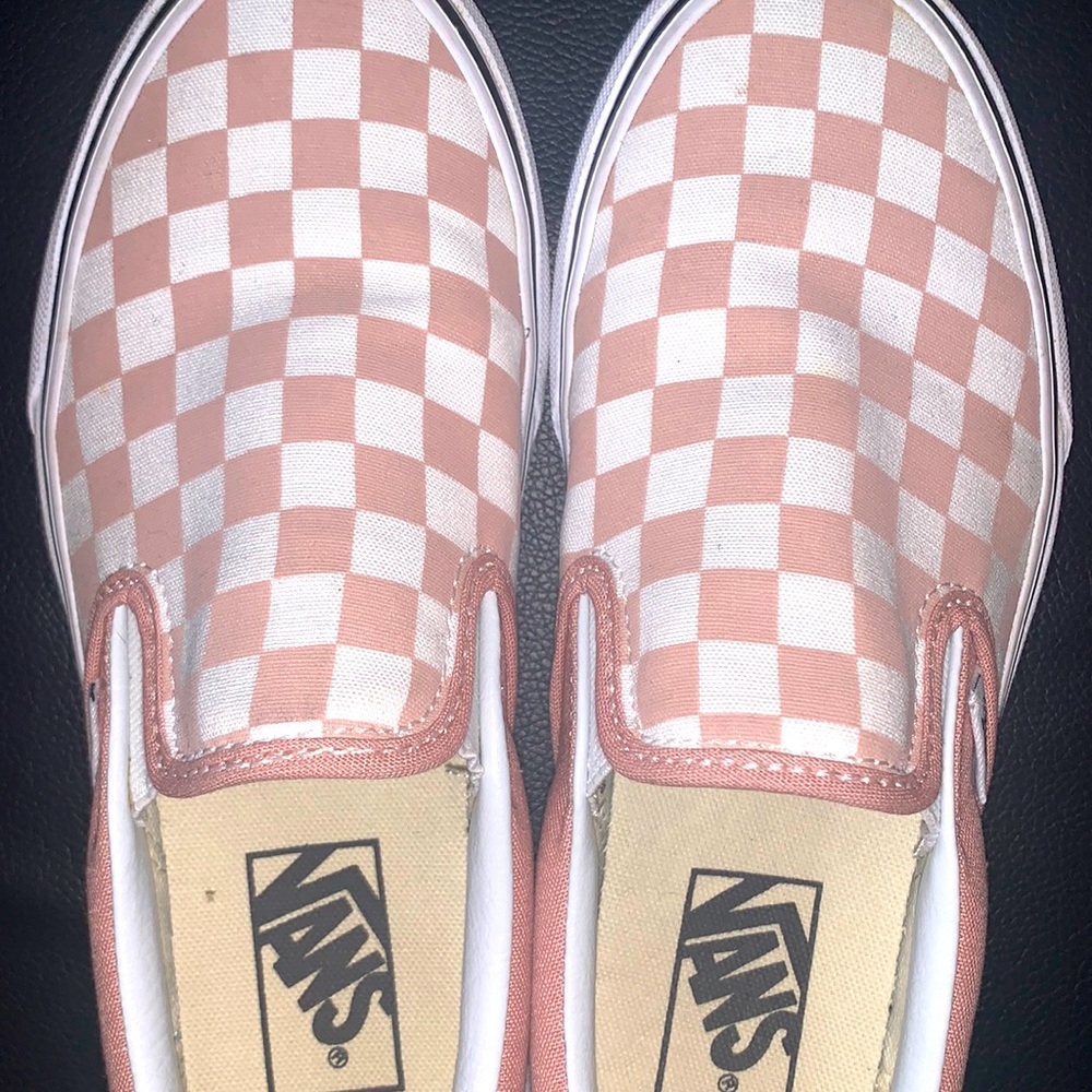 Vans, pink and white checkerboard